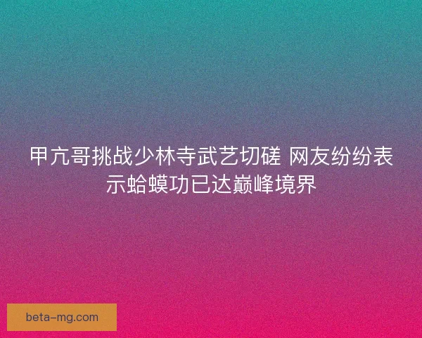 甲亢哥挑战少林寺武艺切磋 网友纷纷表示蛤蟆功已达巅峰境界