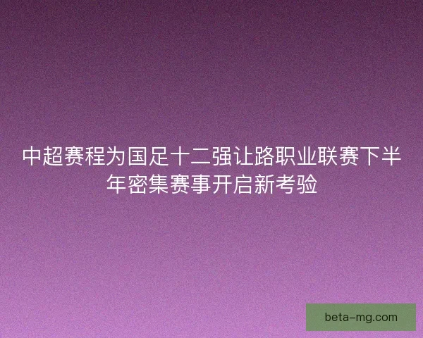 中超赛程为国足十二强让路职业联赛下半年密集赛事开启新考验 中超赛程为国足十二强让路职业联赛下半年密集赛事开启新考验